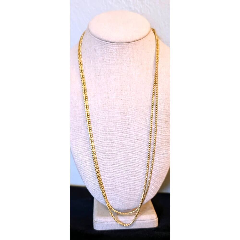 Vintage 54" Long Textured Gold Tone Chain W/ Spring Ring Clasp